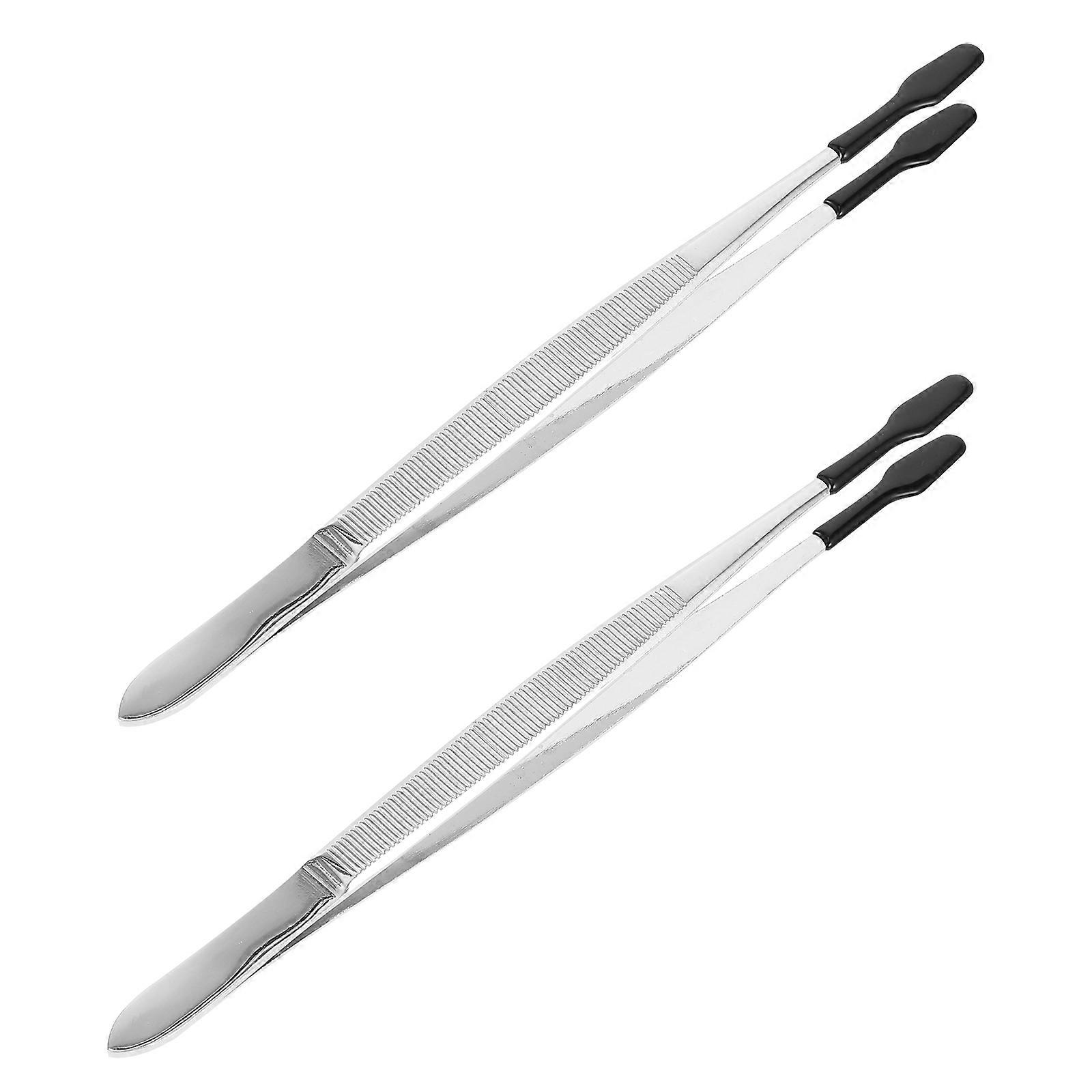 Black AntiStatic Stamp Tweezer with Stainless Steel Material for Picking Up Stamps 2 Pcs Portable