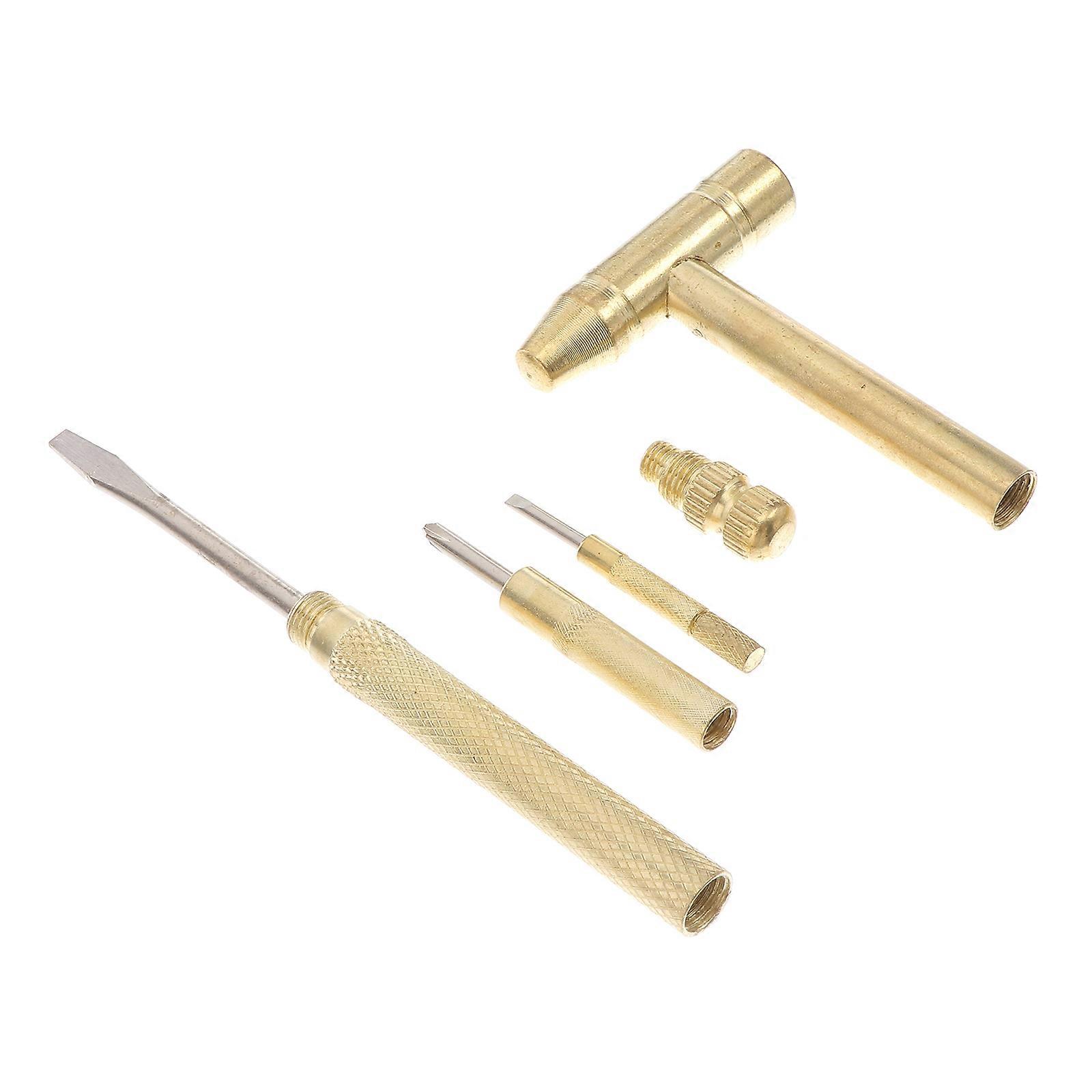 Golden Hammer and Screwdriver Set for Repair 6 in 1 Mini Metal Tool with 4 Screwdrivers Easy to Carry Sturdy and Durable