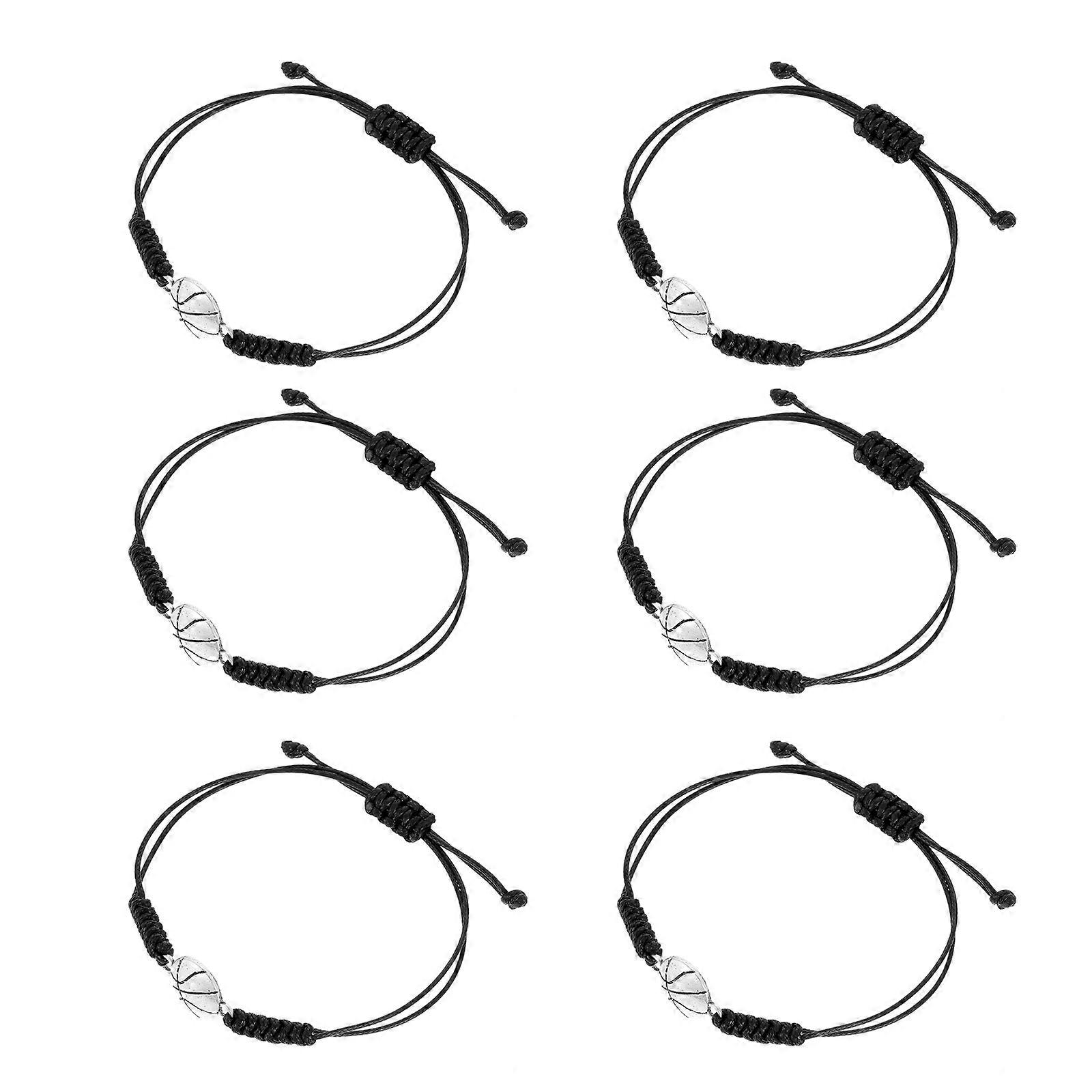 Team Unity 6Pcs Braided Rope Bracelets For Teens Coaches Special Events Black Style