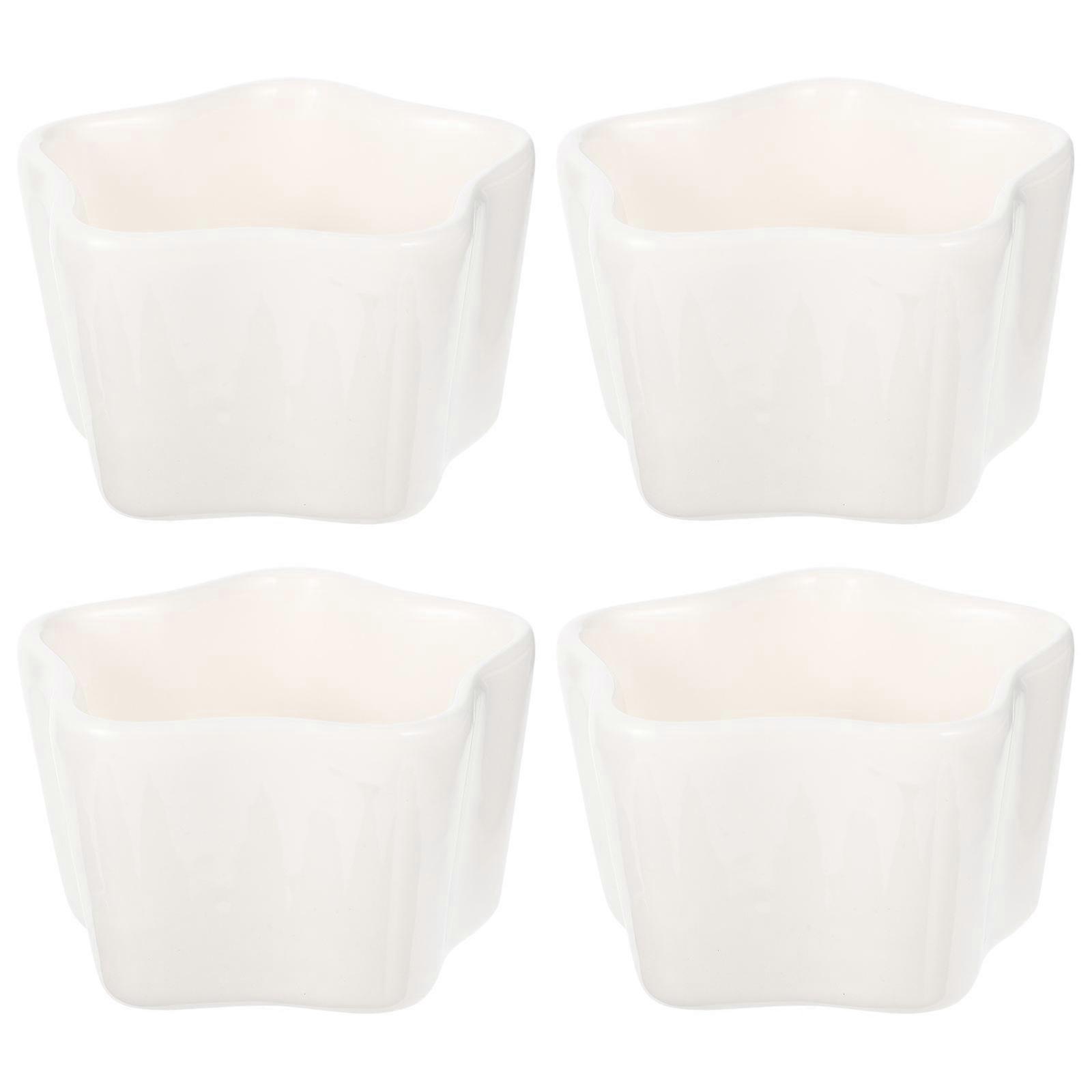 Star Shape Dipping Sauce Dishes 4Pcs Ceramic Bowls Perfect For Hotel Use With High Temperature Resistance