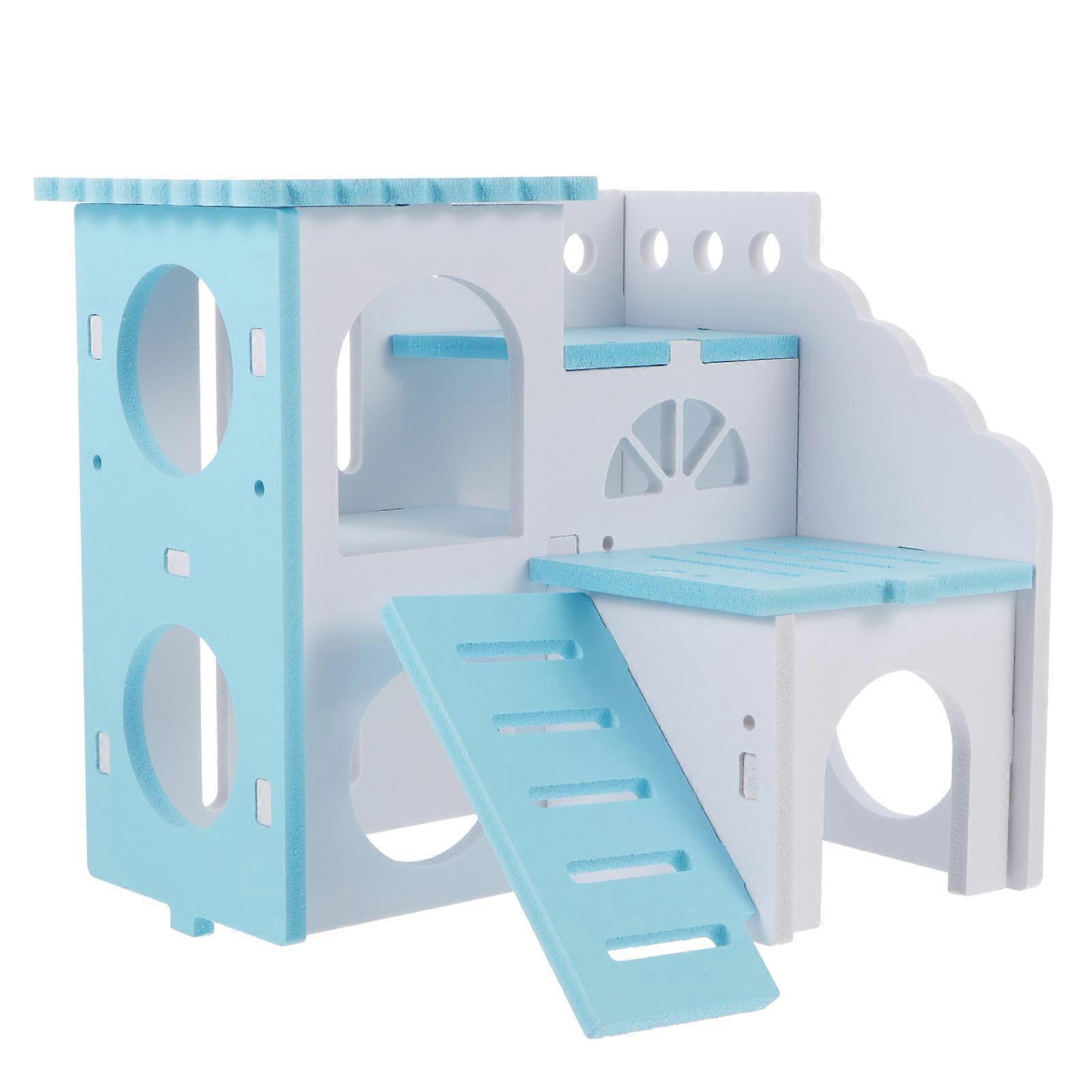 Breathable Small Animal Hideout – Sky Blue Hamster House for Healthy Chewing and Safe Rest for Hamsters, Rats, and Small Pets