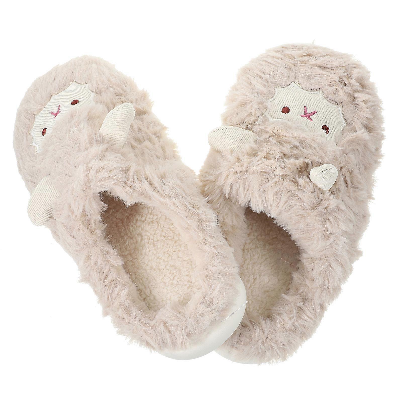 Warm Cartoon Slippers For Adults Indoor Use In Grey Color With Non-slip And Wear-resistant Design 1 Pair