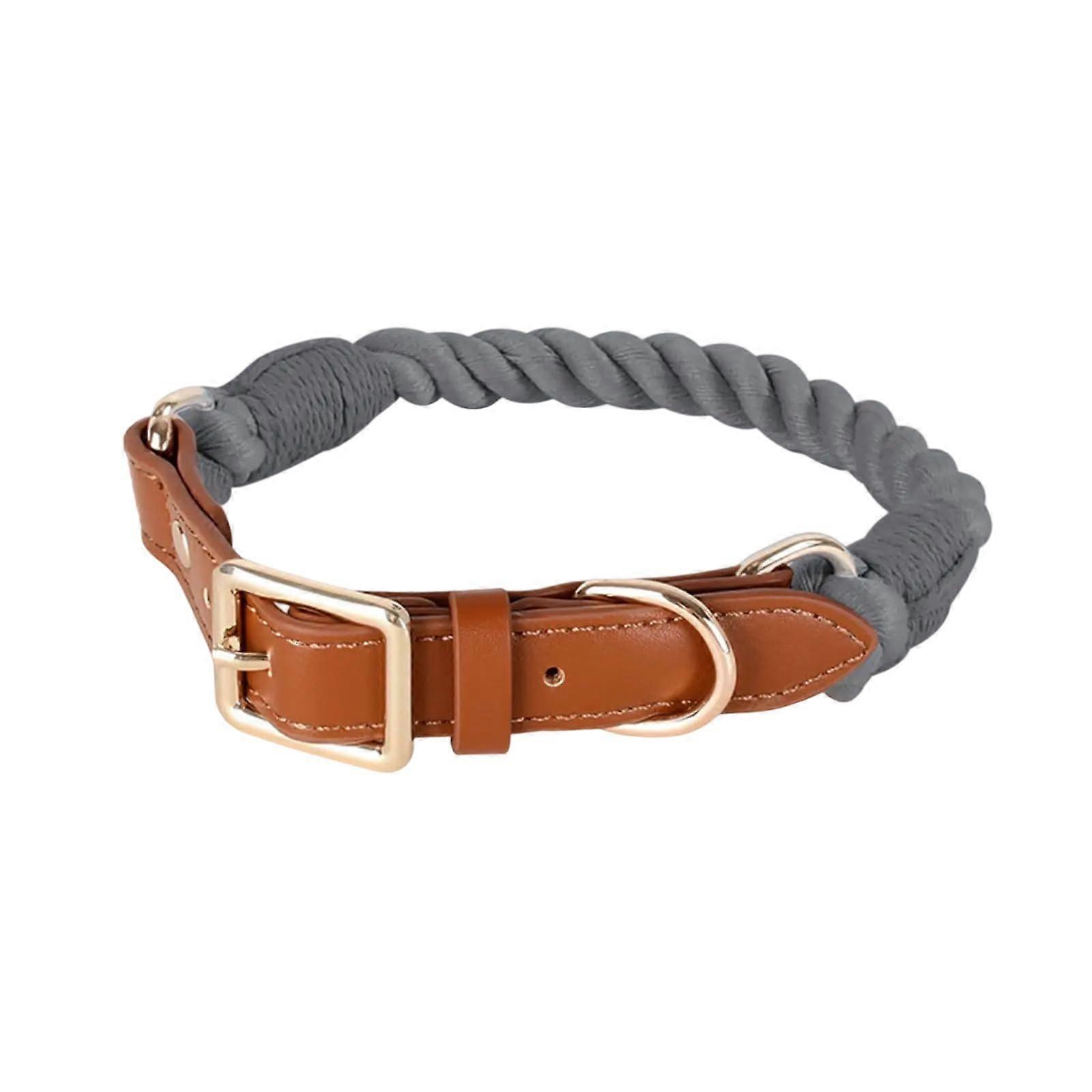 Stylish cotton dog collar for small dogs, sturdy and comfortable for daily use and activities.  dog collar exercise, gray L.