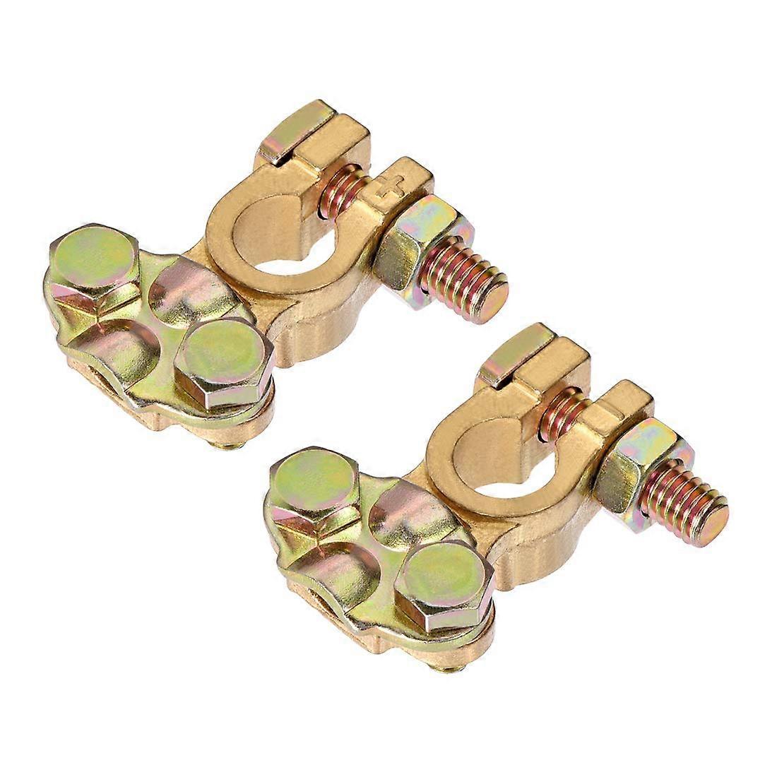 Car Battery Terminal Clips Copper 13mm and 11mm Set, Positive and Negative, 1 Pair, Fits 13mm and 11mm Posts