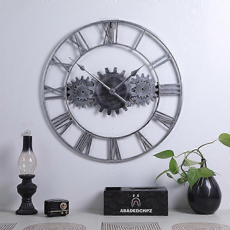 60cm Vintage Iron Round Gear Wall Clock