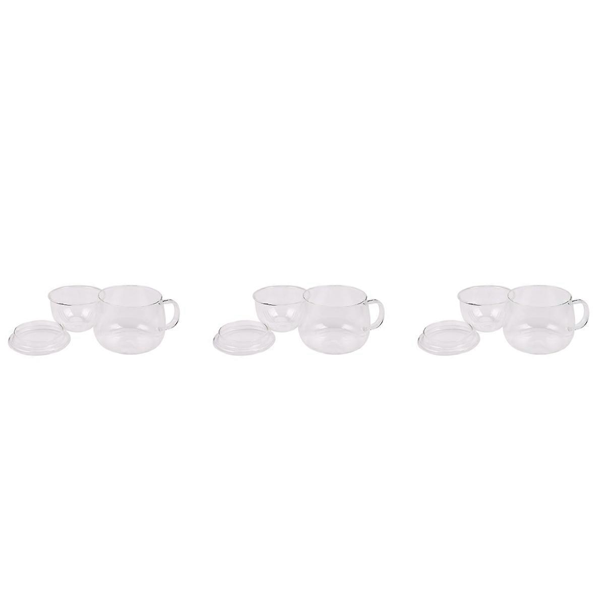 3X Set Clear Heat Tea Coffee Cup with Tea Infuser Filter Lid Use for Home Office