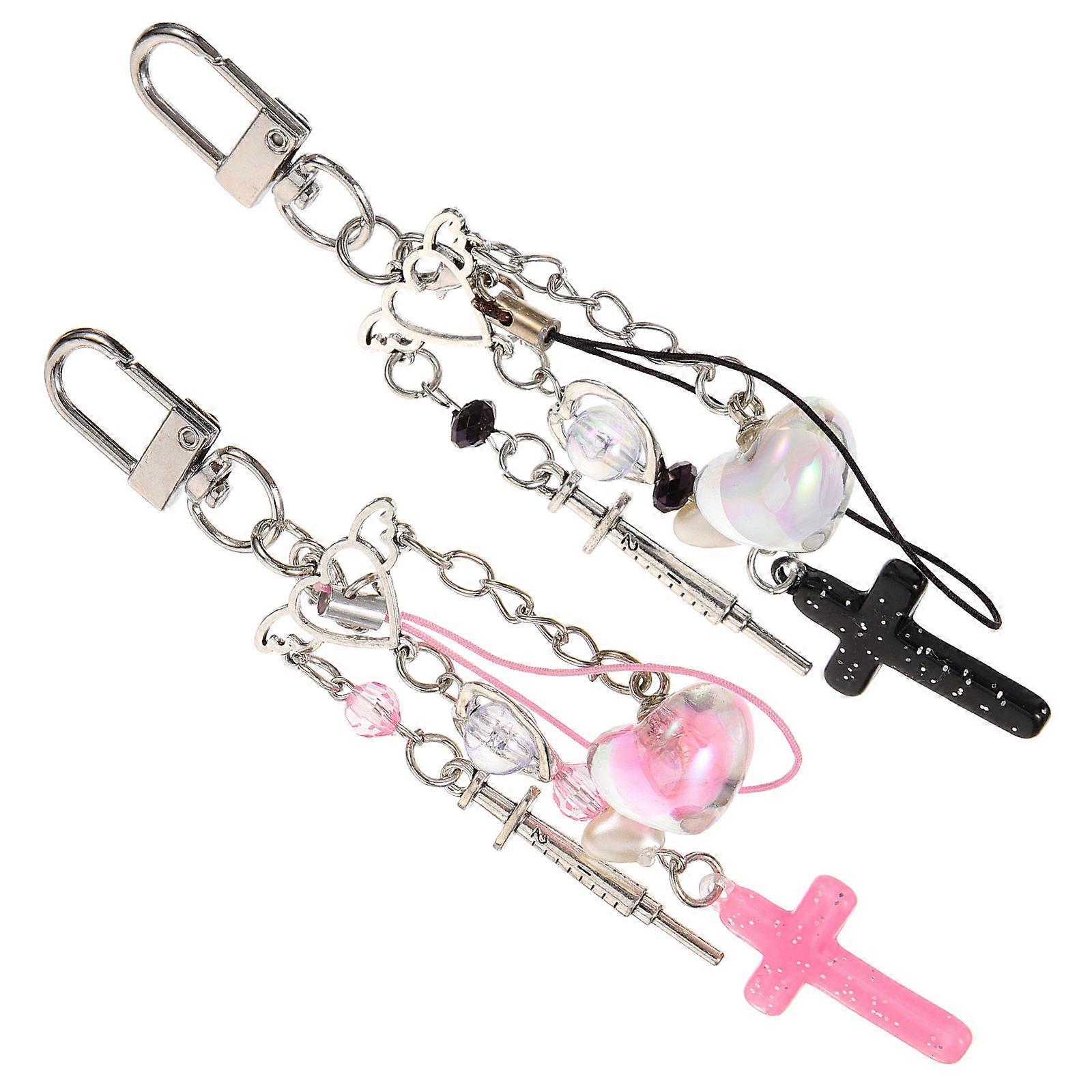 Cute Heart Cross Keychain with Sturdy Alloy Material for Decor Assorted Color