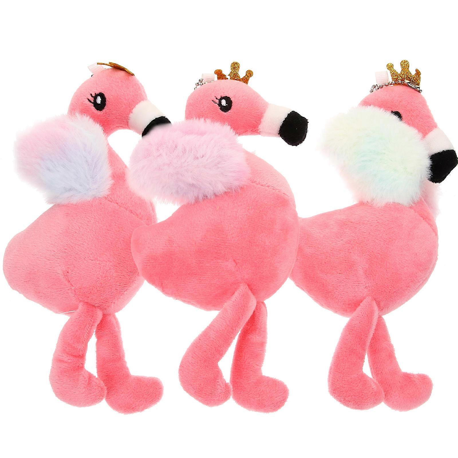 Flamingo Key Chain Decoration for Backpacks Made from Pp Cotton and Metal Perfect for Festival 3Pcs