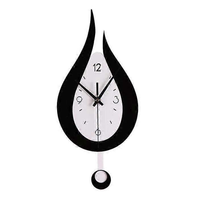 HOMYL Pendulum Wall Clock - Black - 30 cm - Silent - Decorative for Kitchen