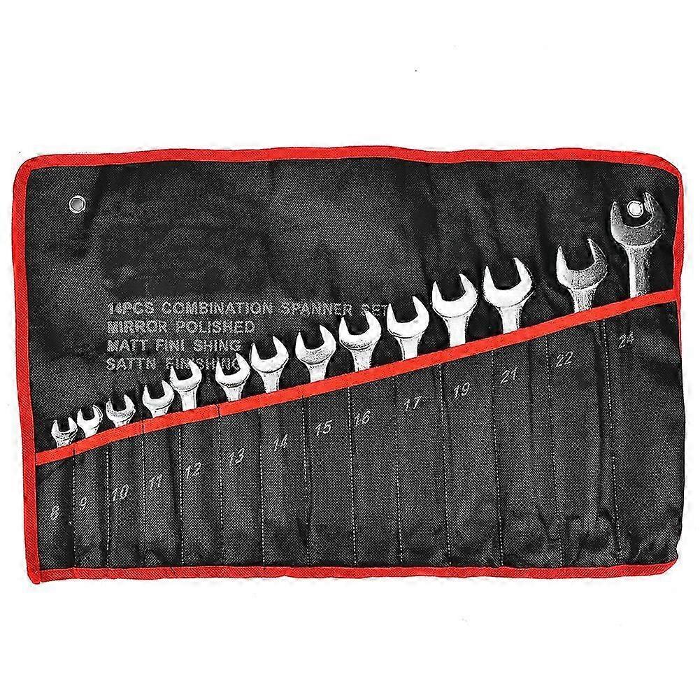 14pcs 8-24mm Combination Wrench Set Metric Ratchet Socket Spanner Nut Driver Repair Tool Kit