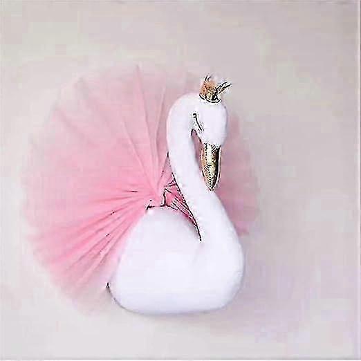 SZTXJ 3D Gauze Swan Head Decoration for Kids' Rooms and Nurseries - Golden Hanging, Height 40cm, Length 30cm, Width 25cm