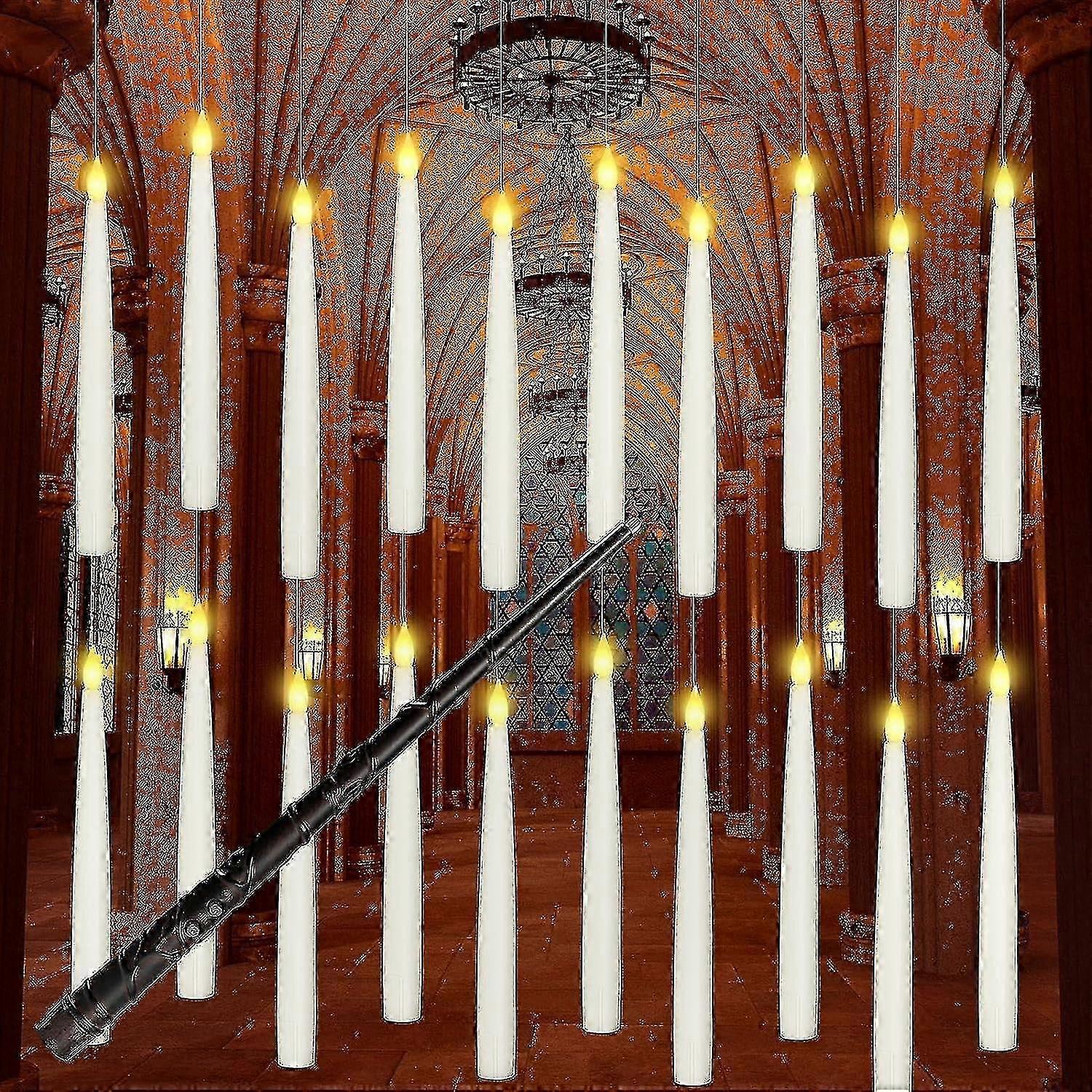 12pcs LED Flameless Candles with Remote, Flickering Warm Light for Halloween Decor, Hanging and Floating Designs