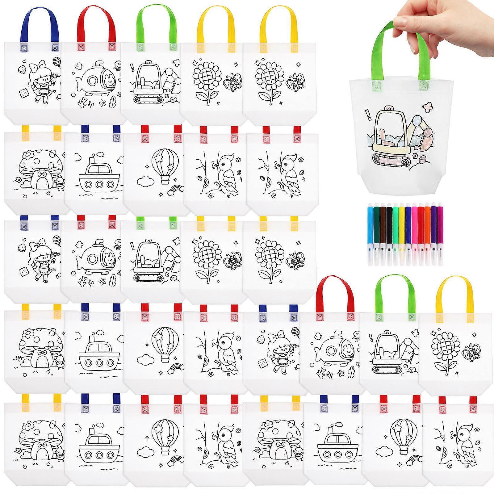 Színezd ki a saját táskádat Ajándéktáskák gyerekeknek jelölőkkel 32db-os készlet