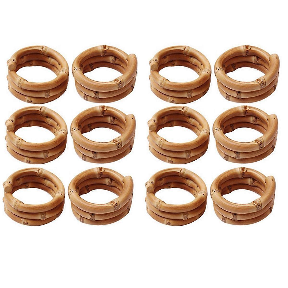 Handmade Bamboo Napkin Ring, Natural Rustic Napkin Holders Buckle Holder Set of 12
