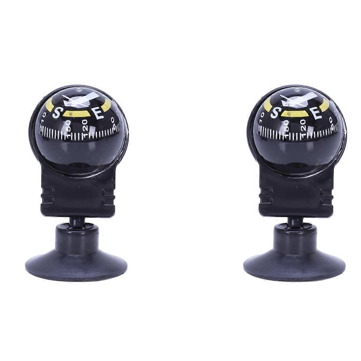 2X Car Vehicle Floating Ball Magnetic Navigation Compass Black