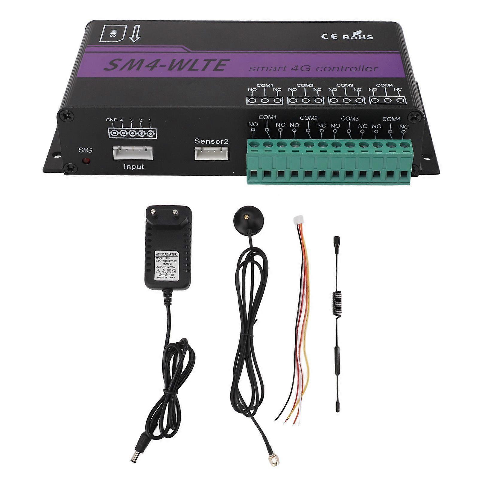 4G 4 Channel GSM Remote Control Relay Switch APP WEB SMS Alarm Controller for Temperature Humidity Power Failure