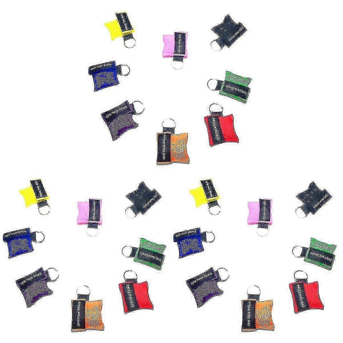 Disposable Emergency Resuscitation Face Mask - 24 Pcs Travel Cpr Mask with Keychain Ring