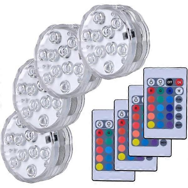 4pcs submersible LED lights, waterproof underwater LED lighting with remote