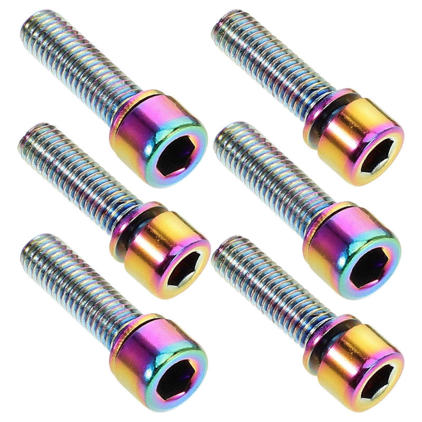 6pcs Bike Screws Bolts for Road Bike Stem Hexagonal Tapered Bolts M5 x 17mm