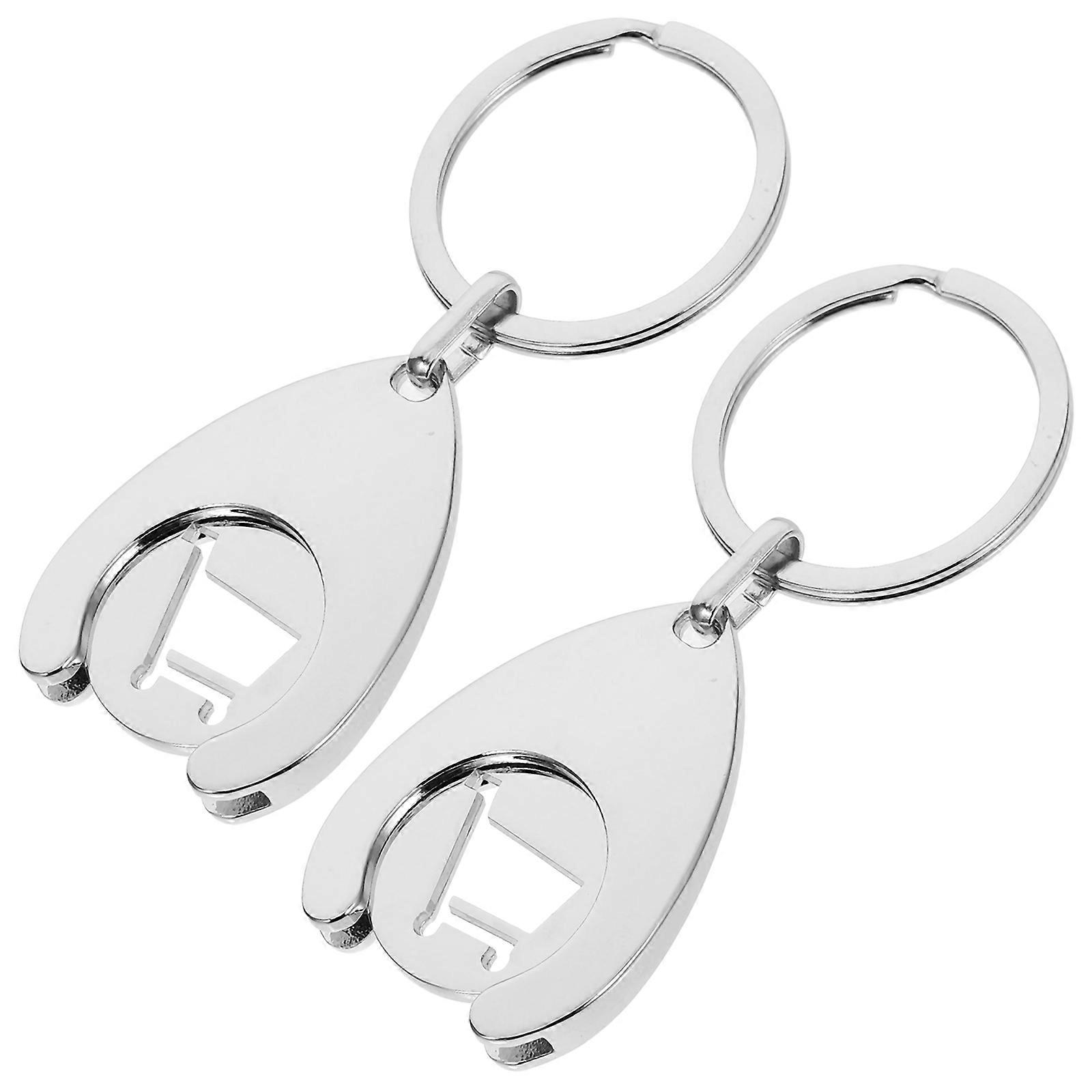 Shopping Trolley Token Key Ring for Decoration 2Pcs Lightweight Metal Tokens