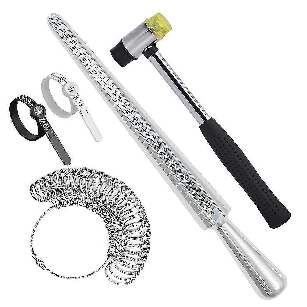 Ring Size Measuring Tool Set - Metal Mandrel Ring Sizer with Finger Size Rod & Wire Wrap for Jewelry