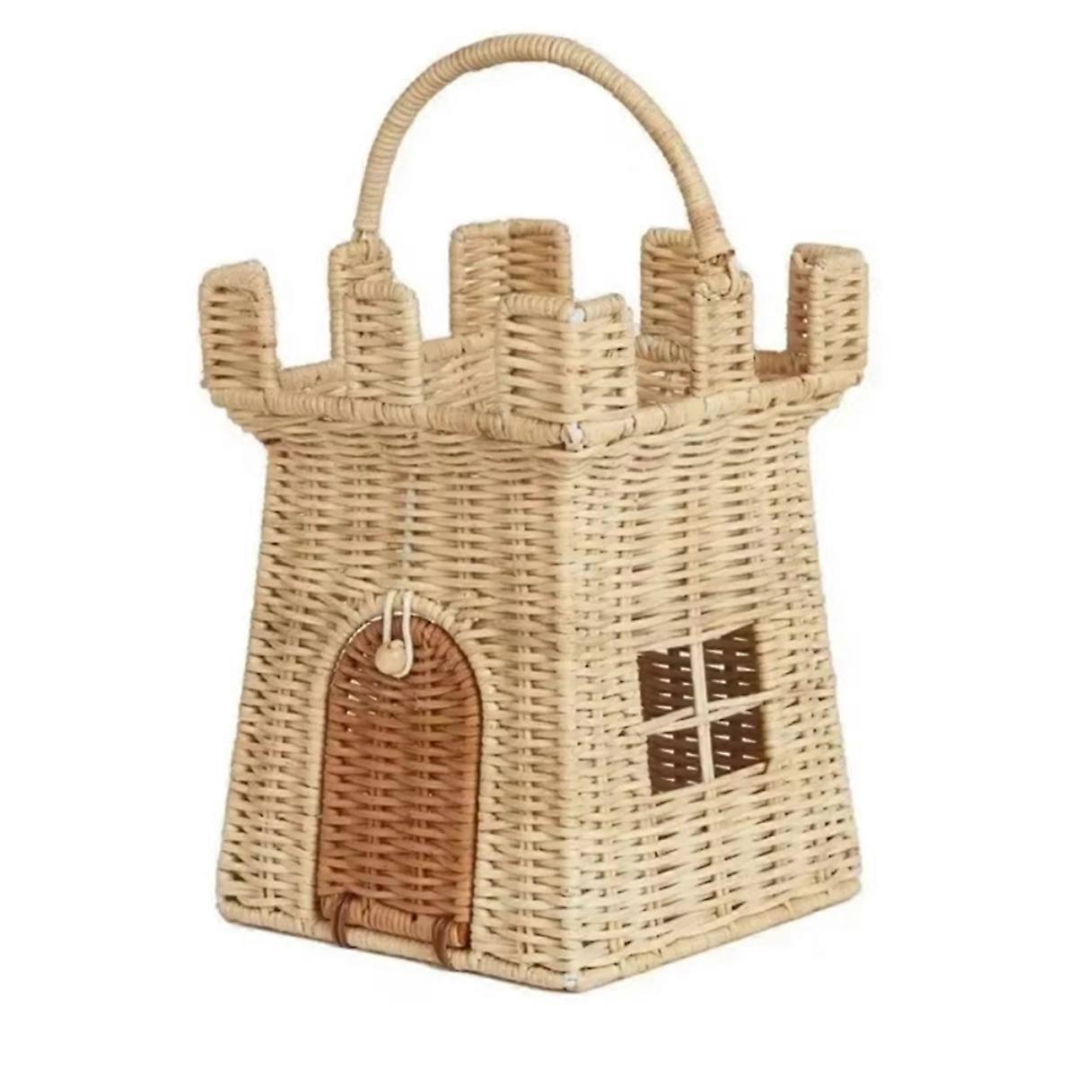 Rattan Woven Castle Basket Cute Hand Woven Storage Basket