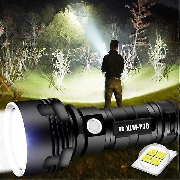 High Power LED Flashlight - Waterproof and Rechargeable for Hiking - 30000-100000 Lumens