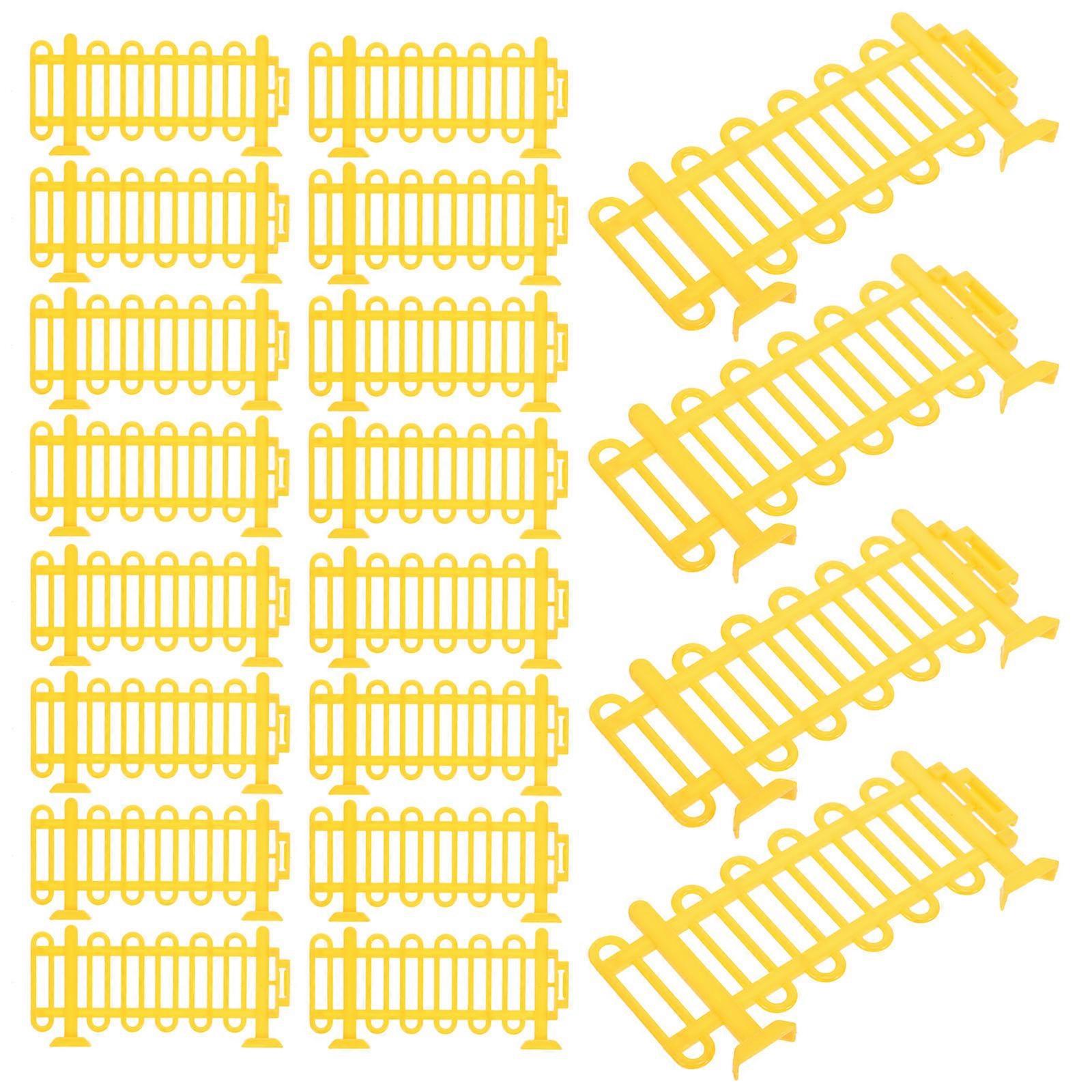 Dollhouse Fence Mini Plastic Fence for Decoration Pack of 50Pcs Yellow Models