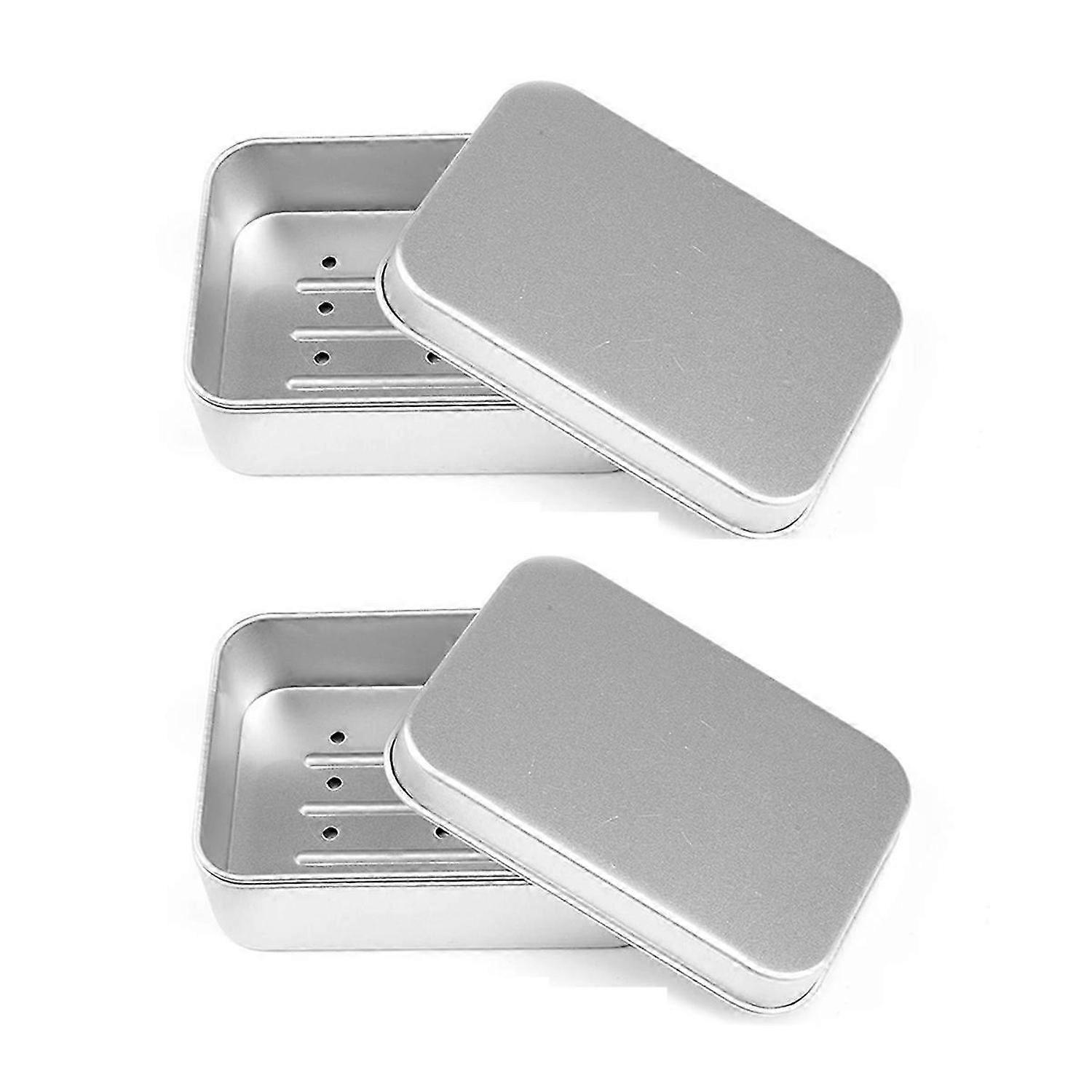 2 Aluminium Soap Dishes with Draining Rack,Moisture-Resistant