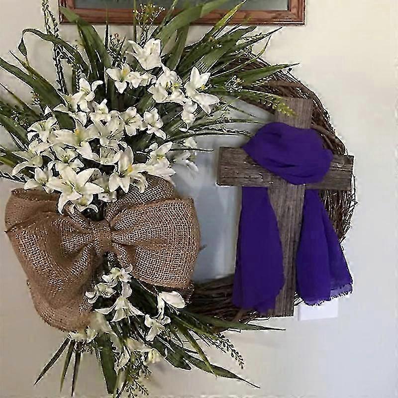 Wreaths with Crosses and Bows Door Decoration Seasonal Wreath Decoration Props