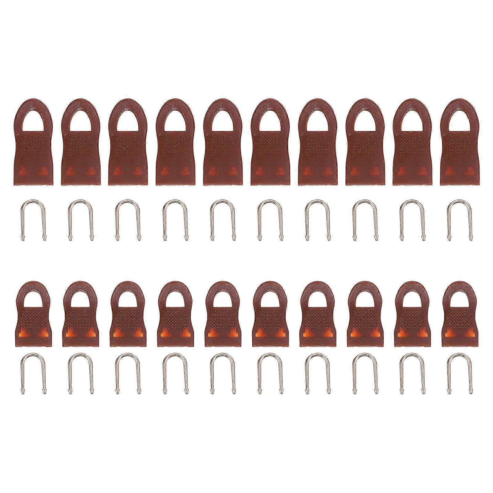 Repair Pull Tabs for Clothing Accessories 20Pcs Detachable Zipper Pull Brown Rubber