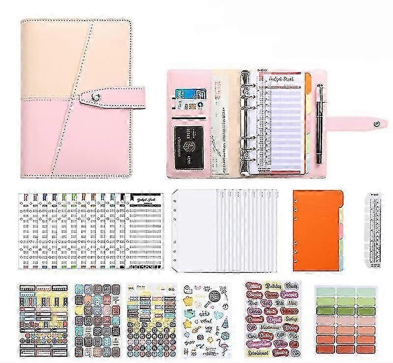 A6 Binder Budget Planner Notebook Covers Folder Size 6 Hole Pockets Plastic Zipper Money Saving Envelope