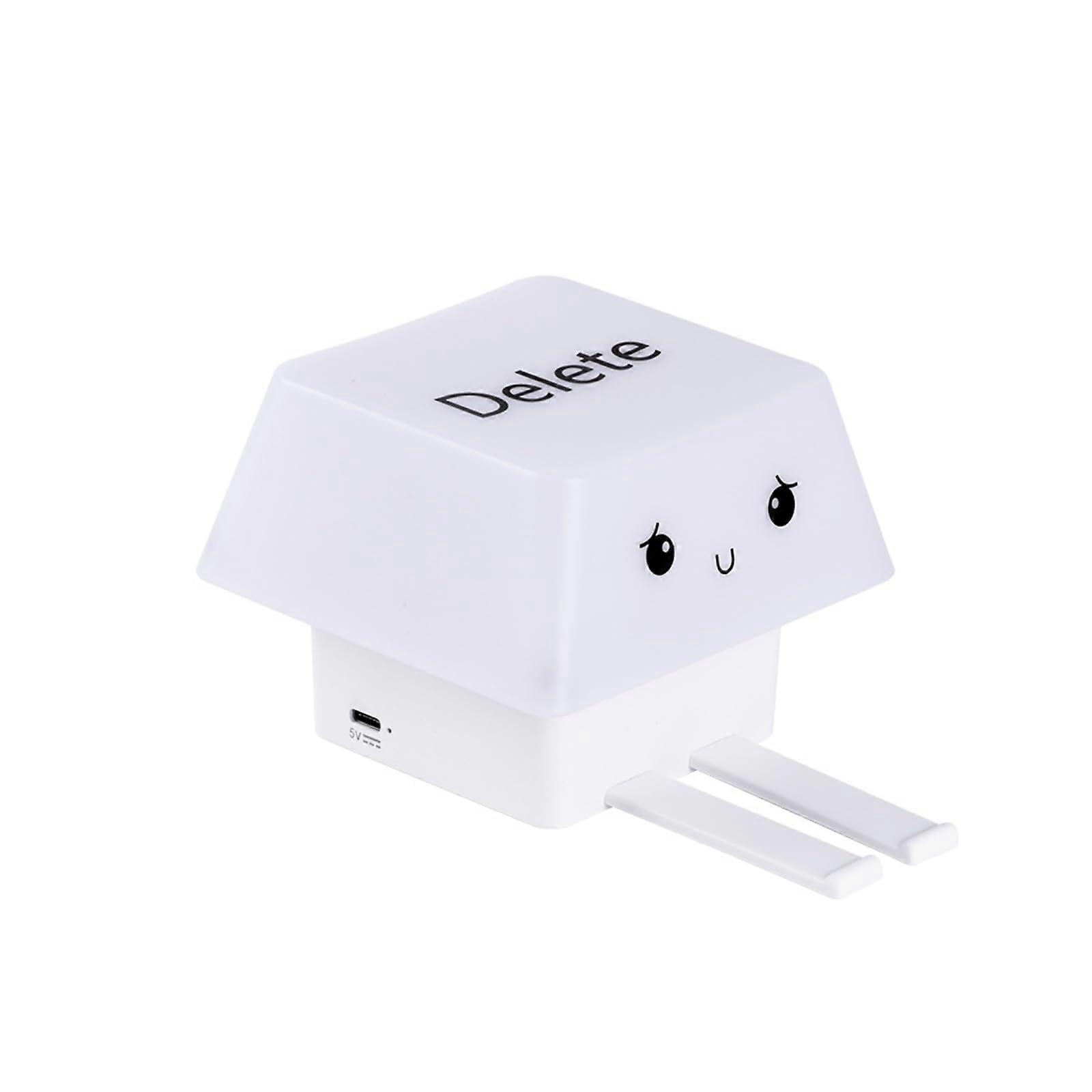 Keycap Lamp USB Rechargeable Mood Light With Adjustable Brightness Phone Holder For Bedroom Dorm Decor White