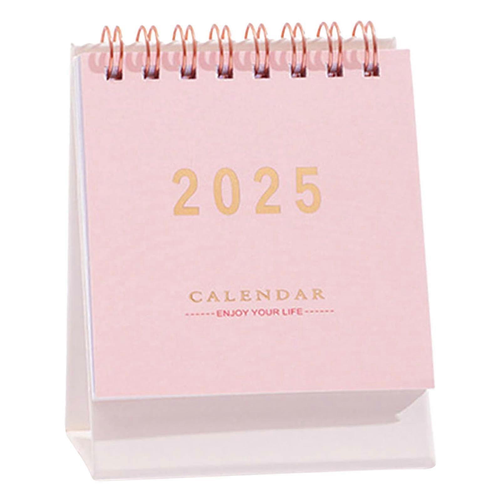 2025 Mini Desk Calendar 2024-2025, Standing Flip Calendar July 2024 to Dec 2025, 18 Monthly Desktop Calendar, Thick Paper Twin-Wire Binding, Pink
