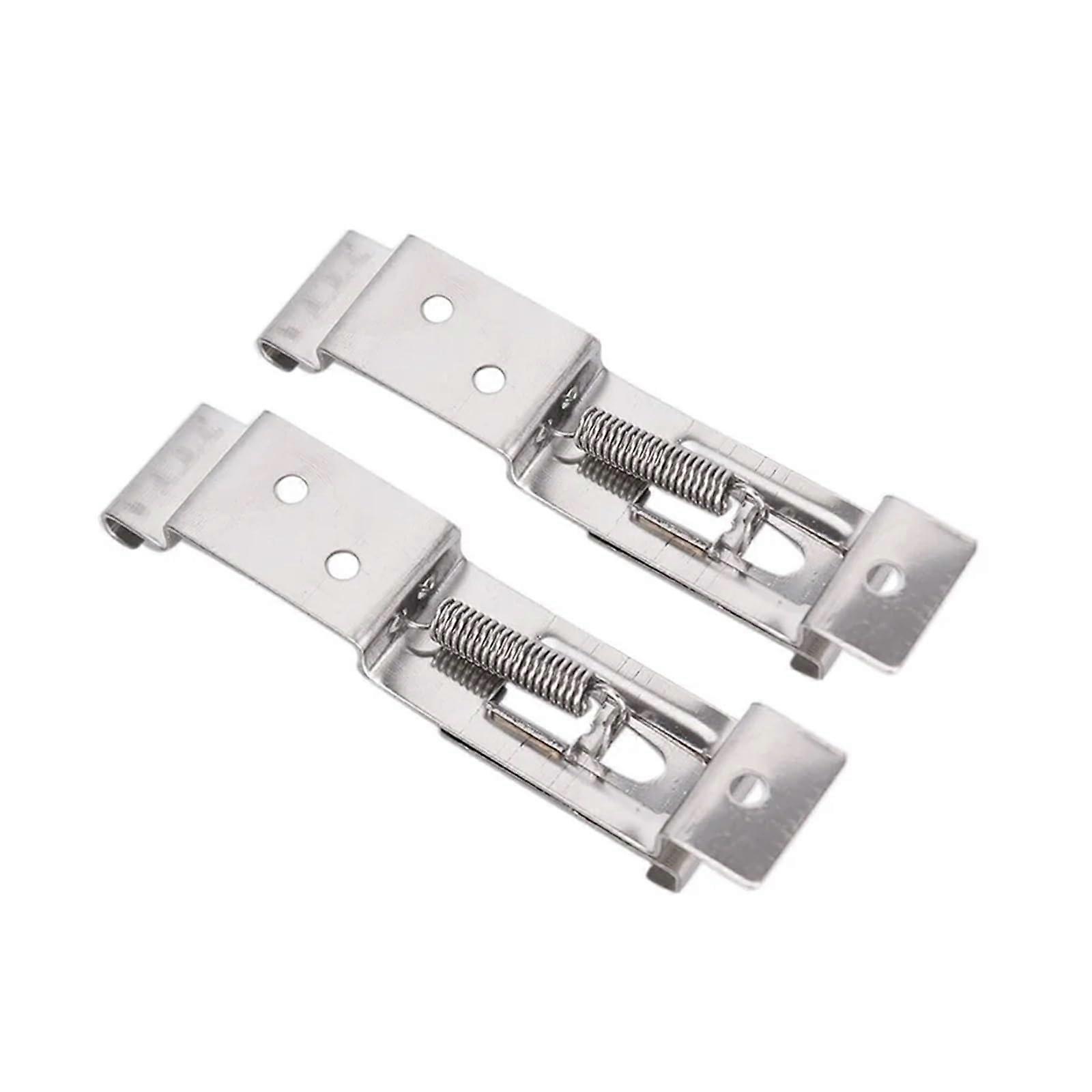 Rectangular Car License Plate Spring Loaded Stainless Steel Bracket 2 Pack Trailer Clips Frame Holder Clamps Silver