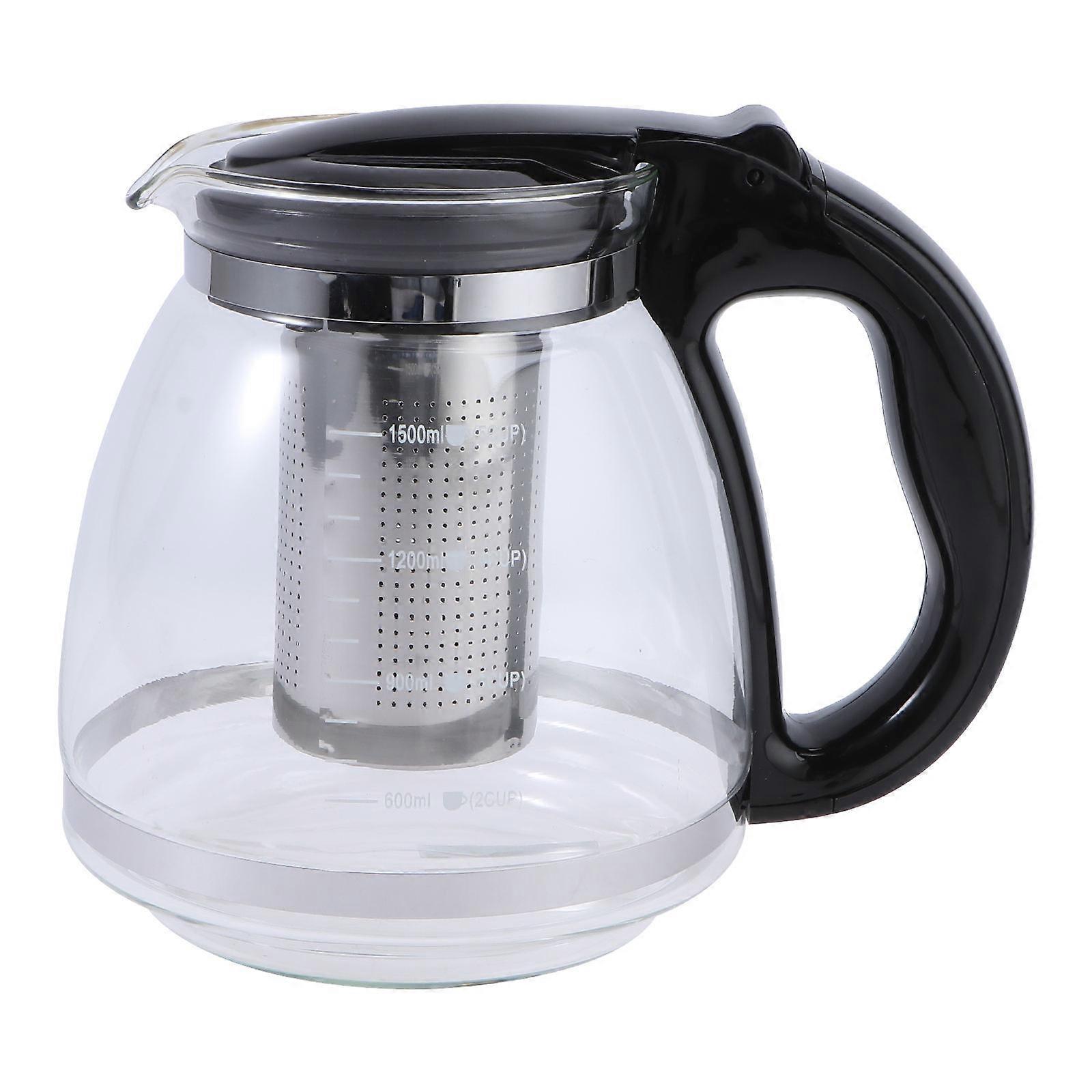Square Shape Heat Resistant Teapot For Office Use Black 1500ml Elegant 1Pack