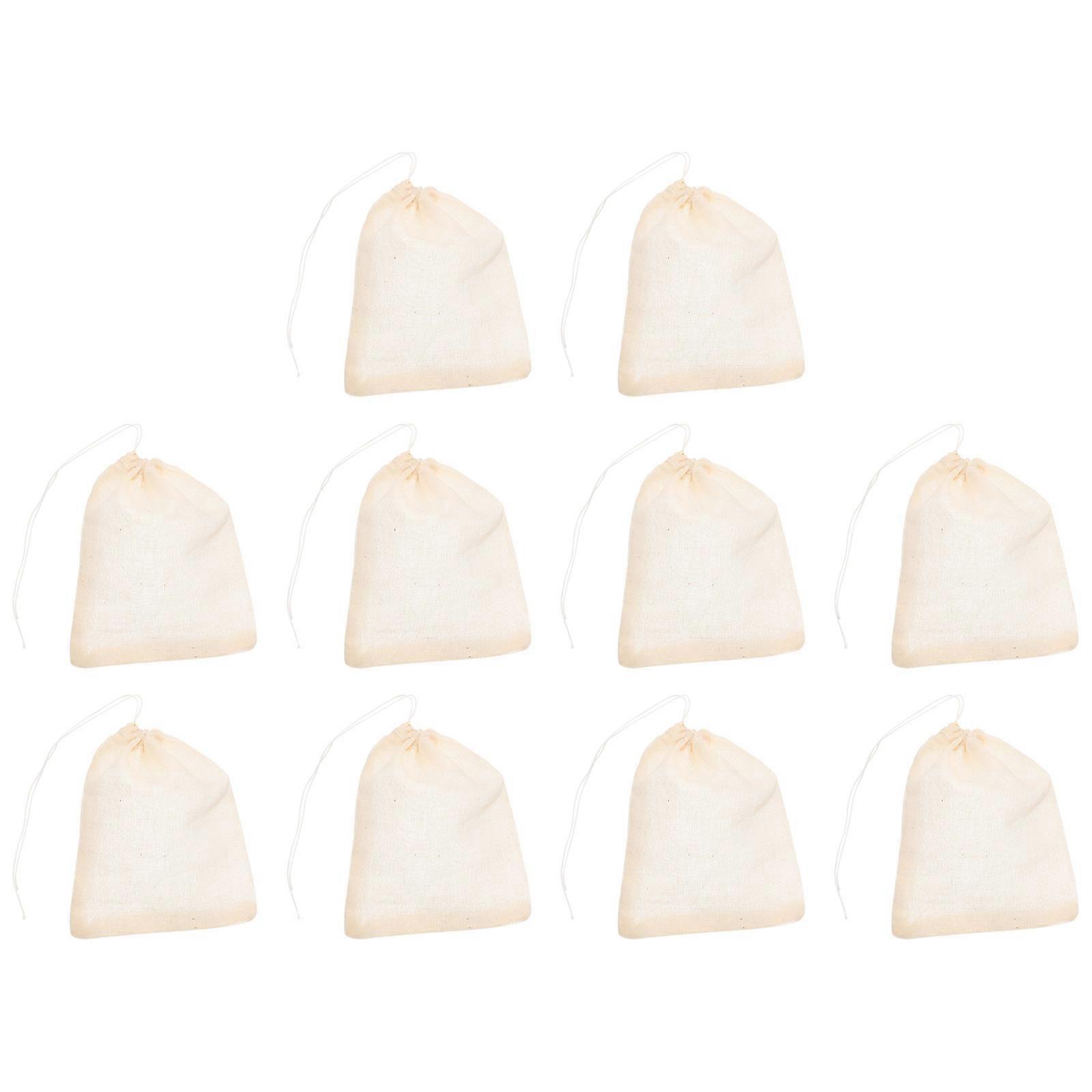 Tea Filter Bag Cotton Drawstring Pouch For Daily Use Beige 12.00X10.00X0.20CM 50Set