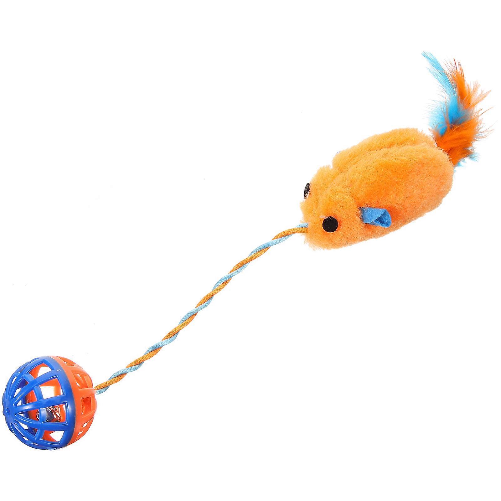 Plush Cat Teasing Toy with Ball for Pet Entertainment 2Pcs