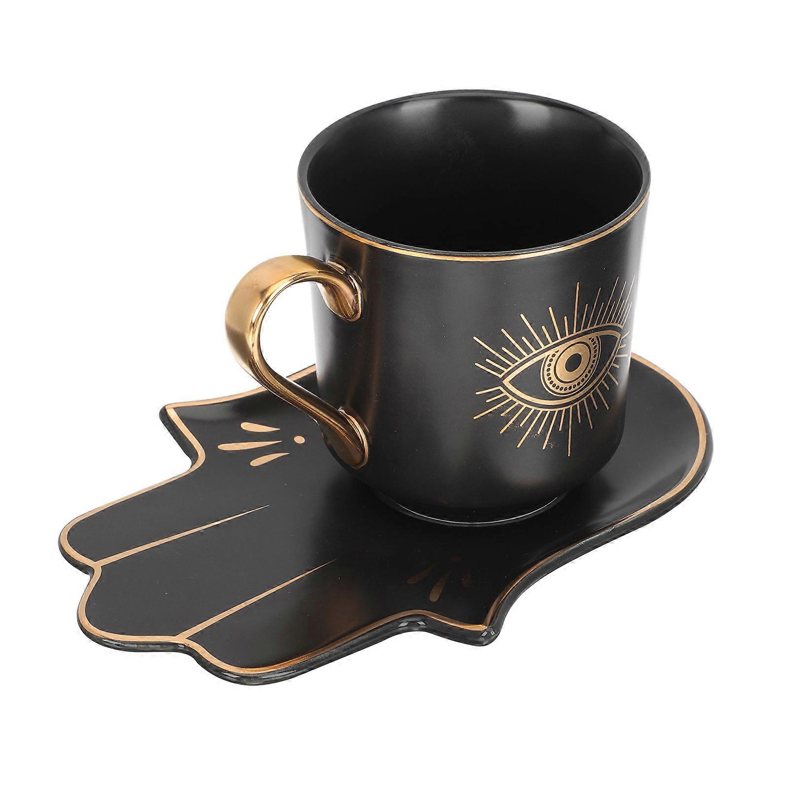 Ceramic Drinkware Milk Drinking Cup for Home 3Sets with Tray
