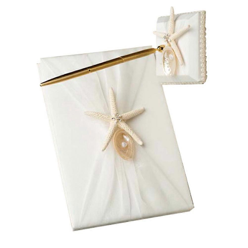 Beach Style Guest Book for Engagement Use 2Pcs with Pen Holder Included