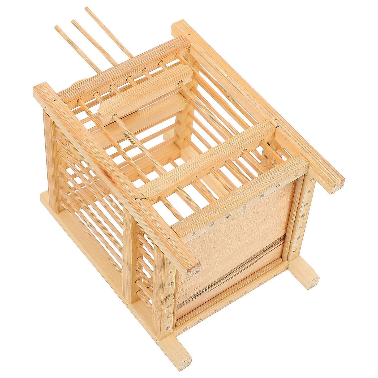 Bamboo Cricket Cage Square Box for Storage 2Pcs Habitat