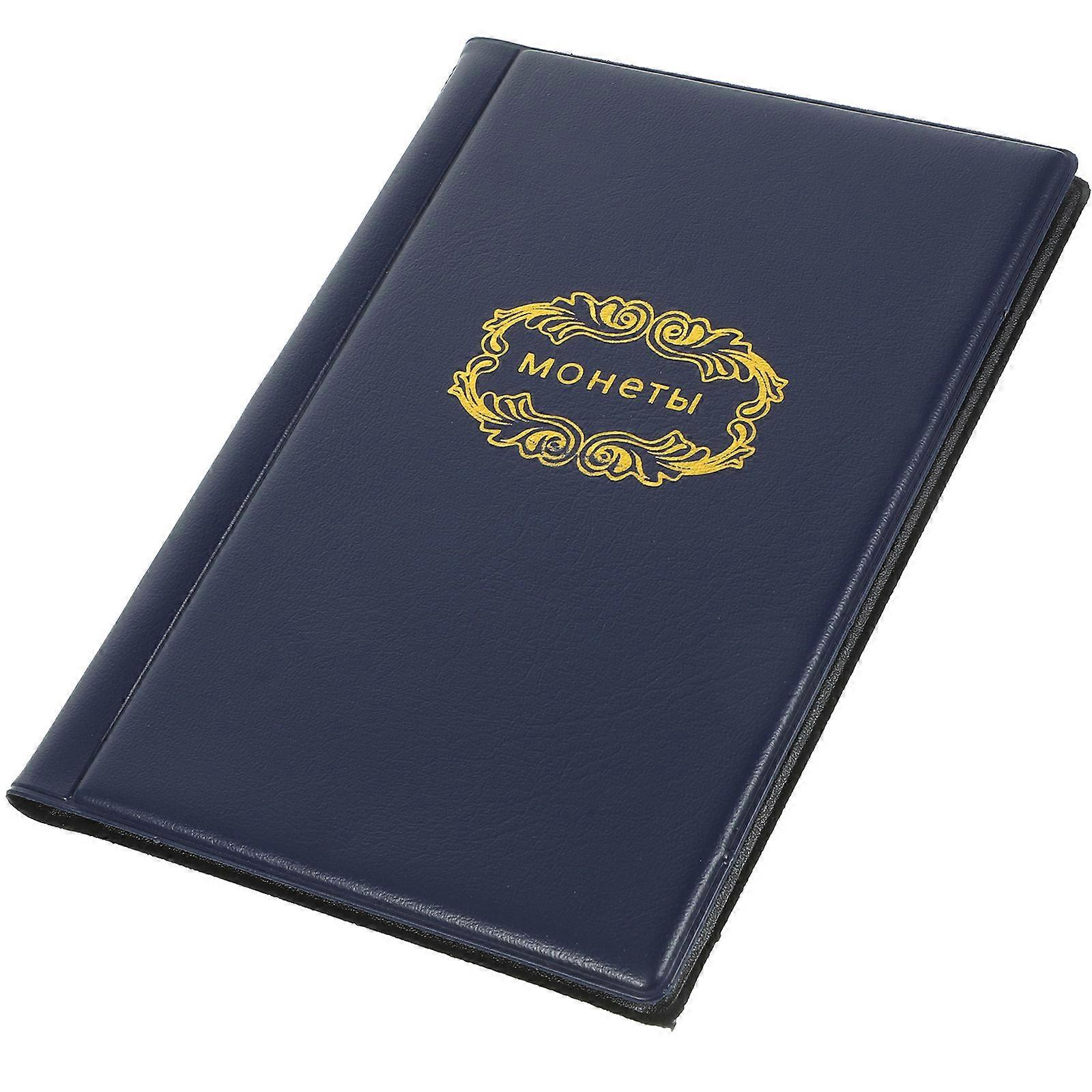 Dark Blue Coin Collection Album With 5Pcs Large Capacity For Coin Protection And Organization 15X11X1.1Cm