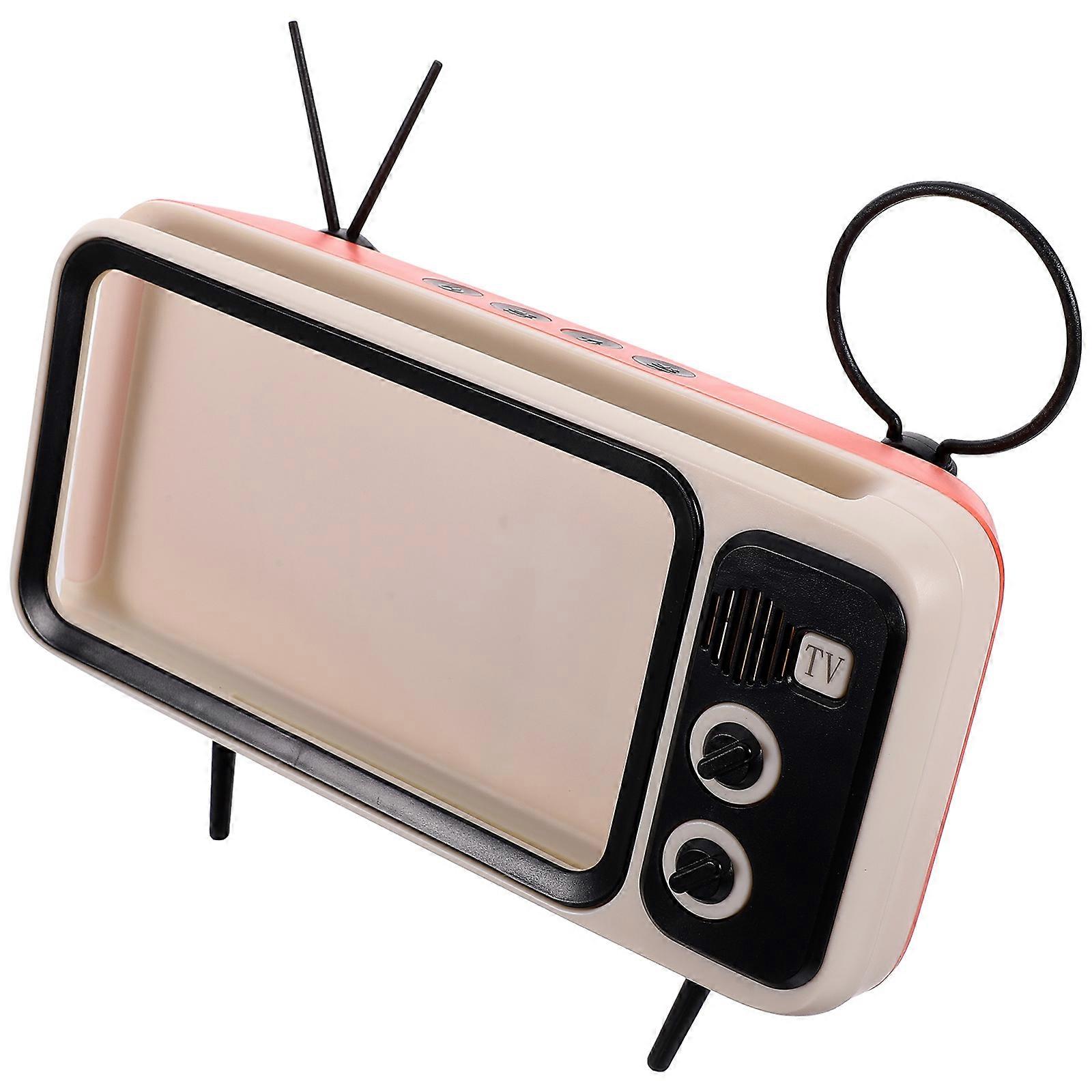 Desktop Smartphone Stand Retro TV Mobile Phone Holder with Wireless Speaker