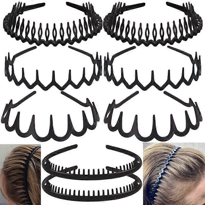 8 PCS Fashion No Slip Effortless Plastic Headbands with Teeth Comb