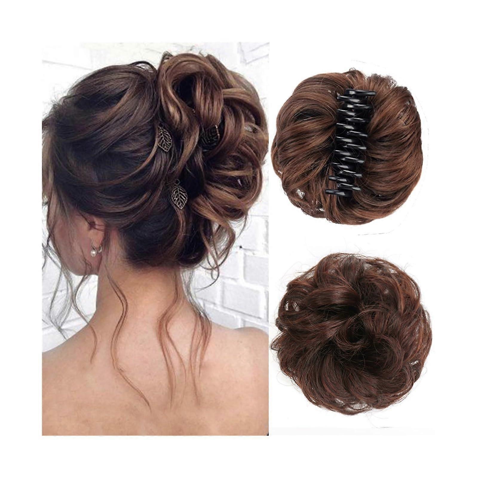 Bun Hair Piece Synthetic Chignon Messy Bun ClipIn Wavy Curly Hair Ponytail Extensions Scrunchie For Women 2M30