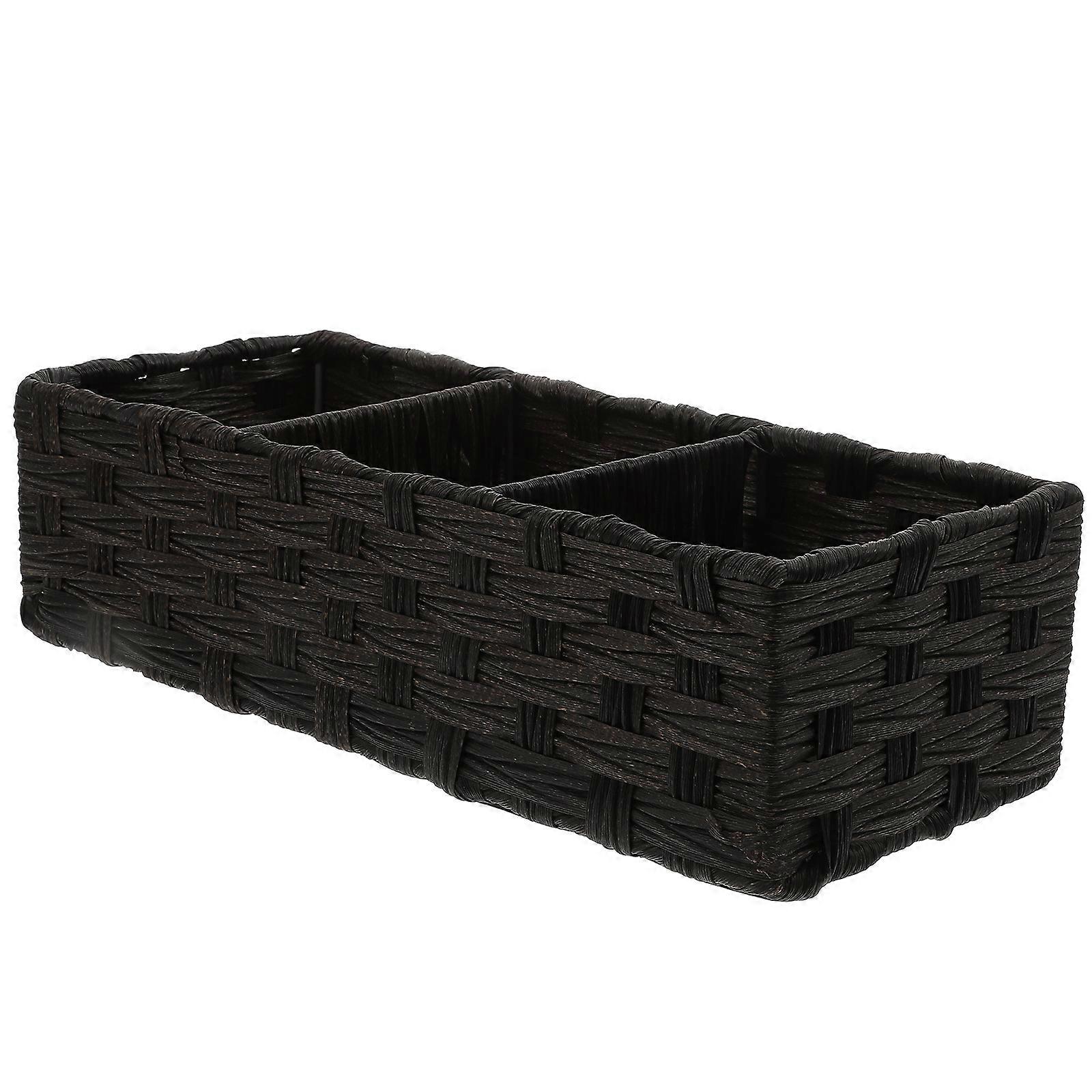 Caja rectangular negra para guardar artículos diversos del hogar, 2 unidades