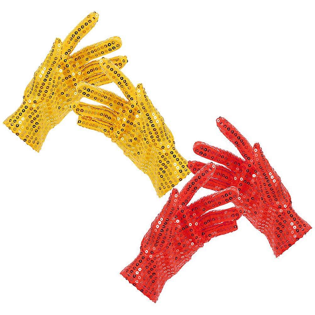 Party Sequin Gloves Glitter Gloves for Dance 6Pairs Assorted Color
