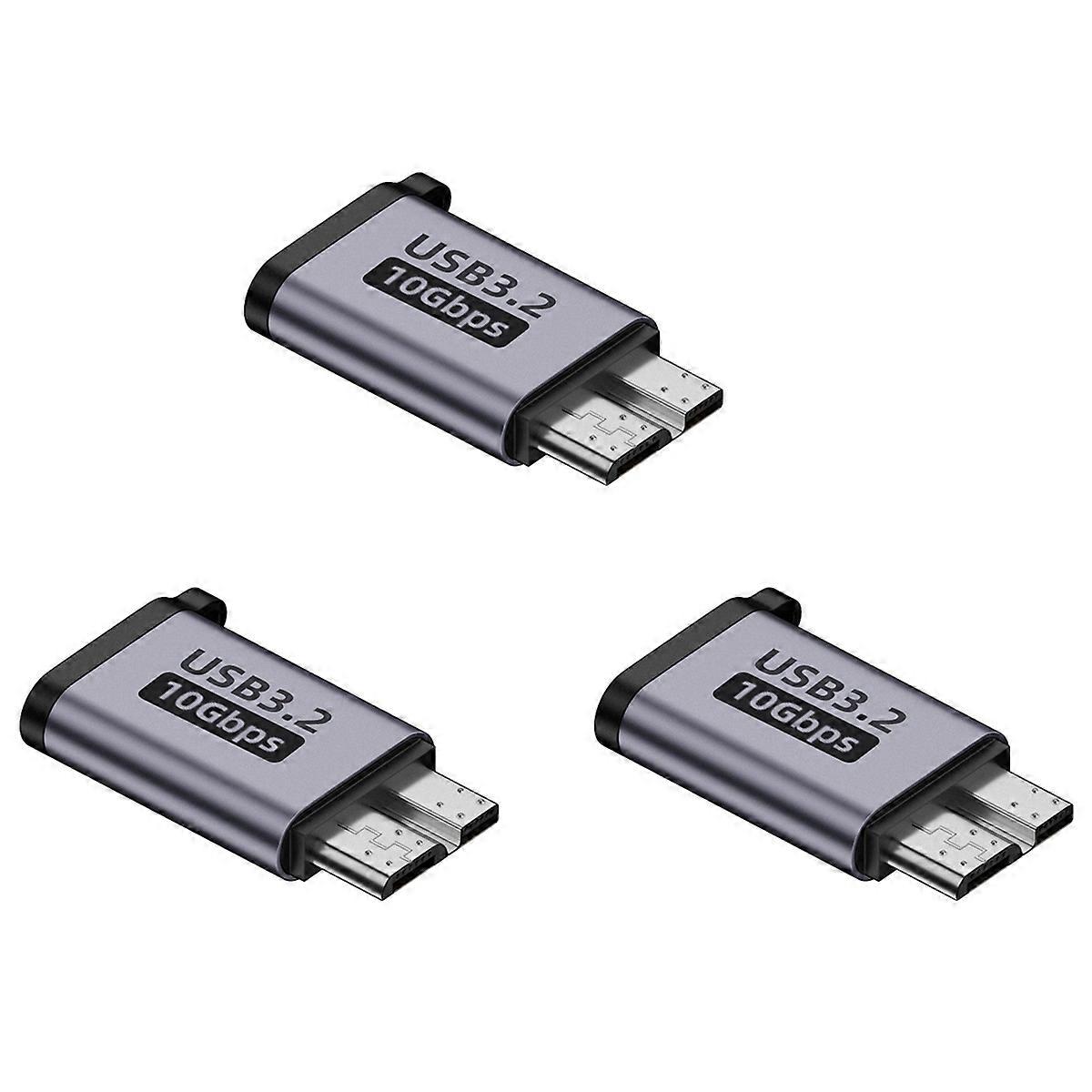 3X Micro-B Male to Type C Female Adapter Type-C USB3.0 Micro-B Connector for External Hard Drive Dis