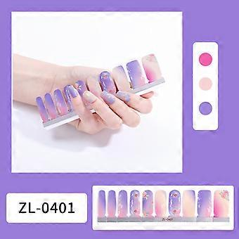 Nail Polish Film Nail Art Stickers, 20 Finger Striped Nail Stickers with Nail File - Bare Piece Design