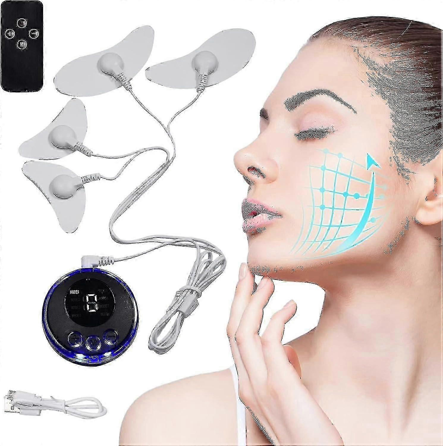 Electric Facial Massager, EMS Facial Massager, Face Massage Device, with Patch Pads EMS Stimulation Muscle Massager 8 Modes, for Facial Massage, SkinC